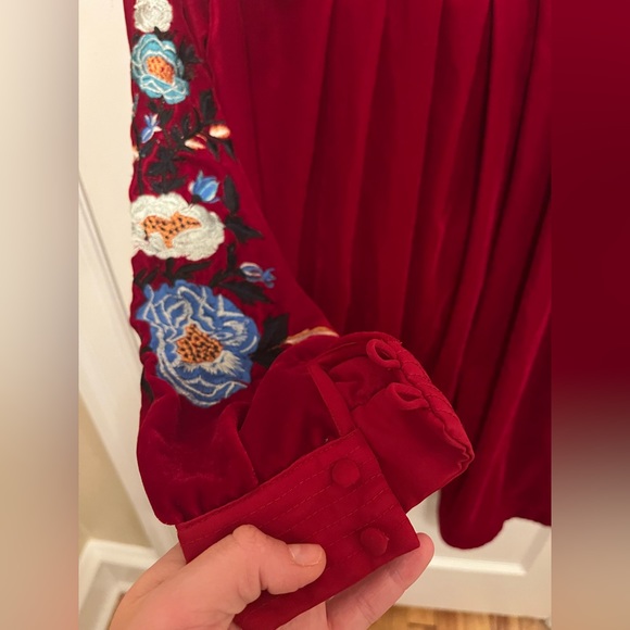 ❗️𝗣𝗥𝗜𝗖𝗘 𝗗𝗥𝗢𝗣❗️ Free people red velvet floral dress - Picture 5 of 5